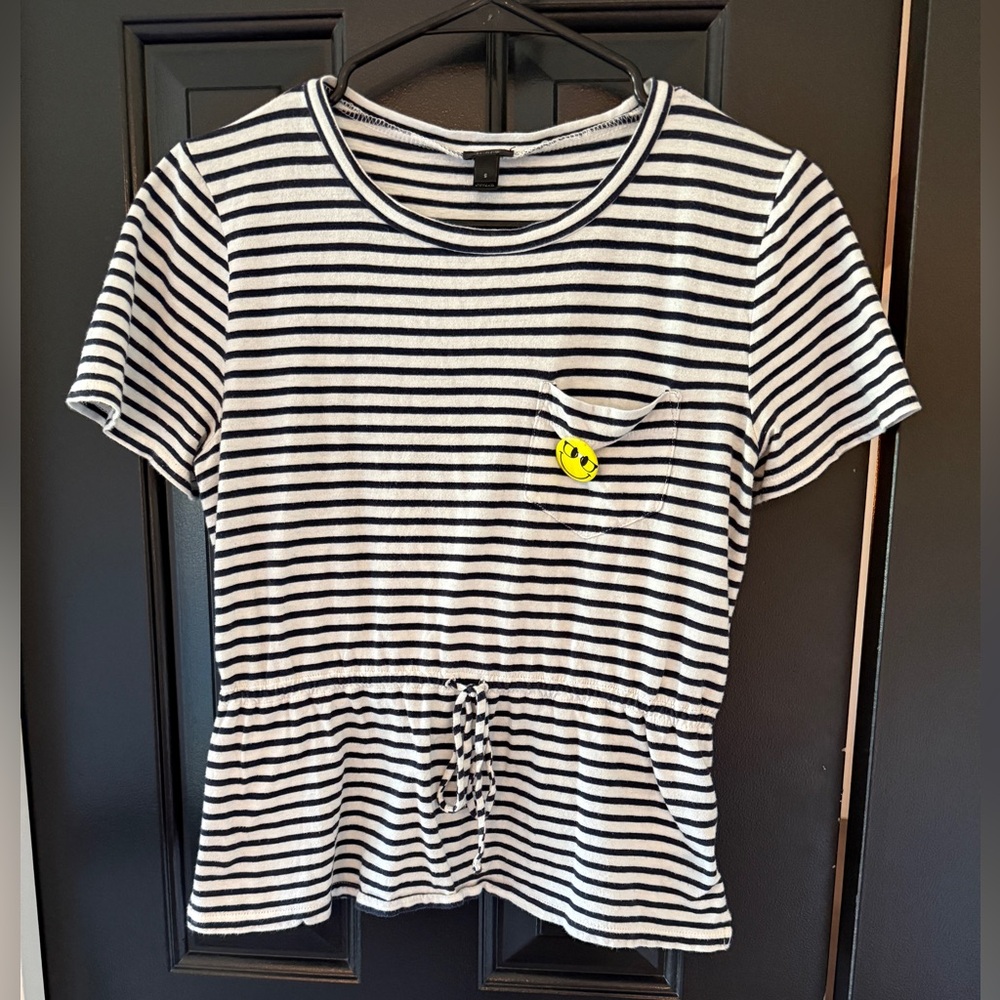 J. Crew Navy and White Striped Top